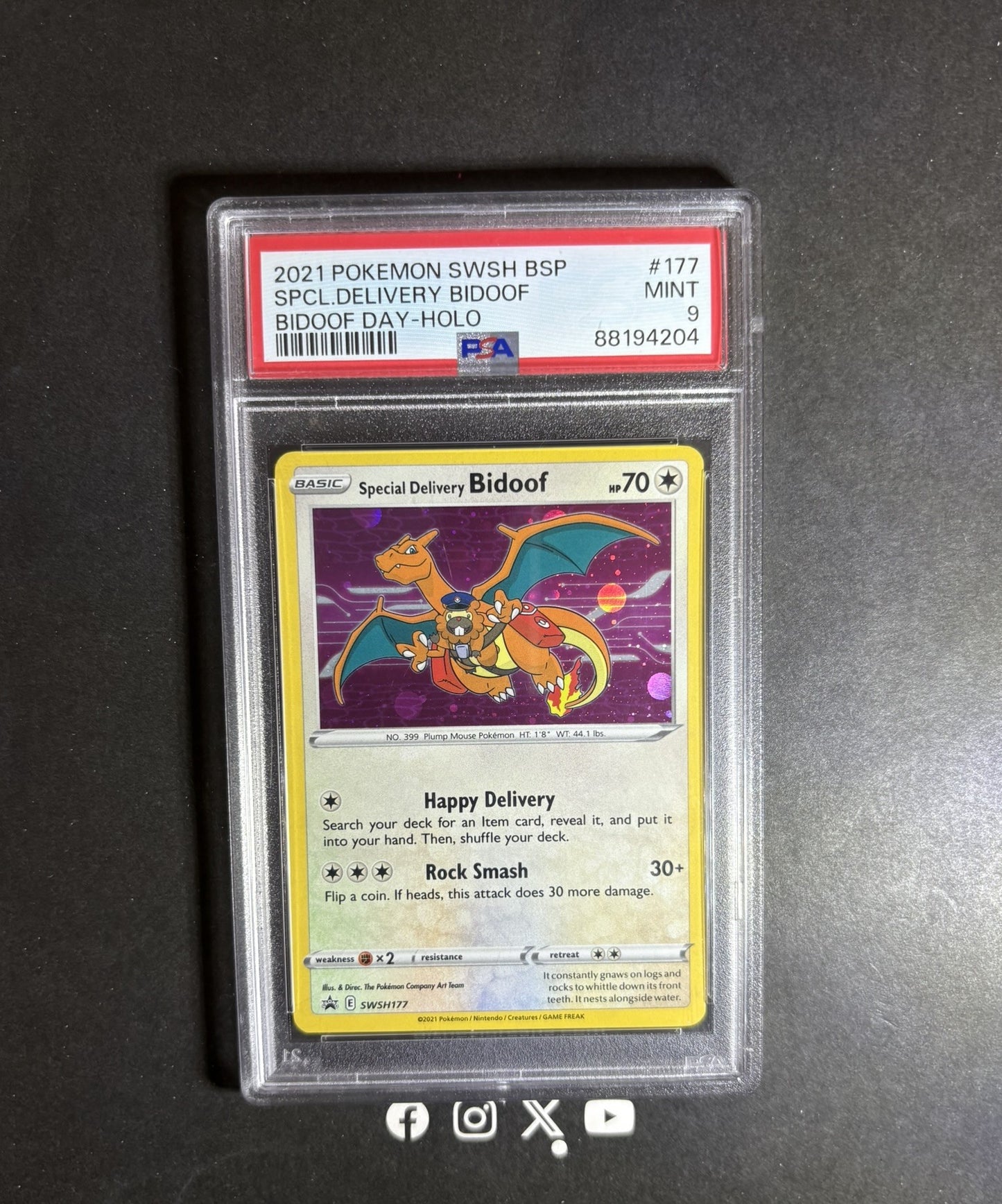 PSA 9 | Bidoof day #177 special delivery bidoof-holo 2021 swsh black star promo