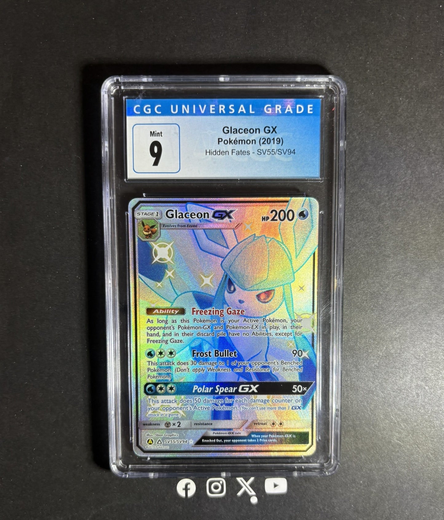 CGC 9 | Glaceon GX #SV55 Pokemon Hidden Fates