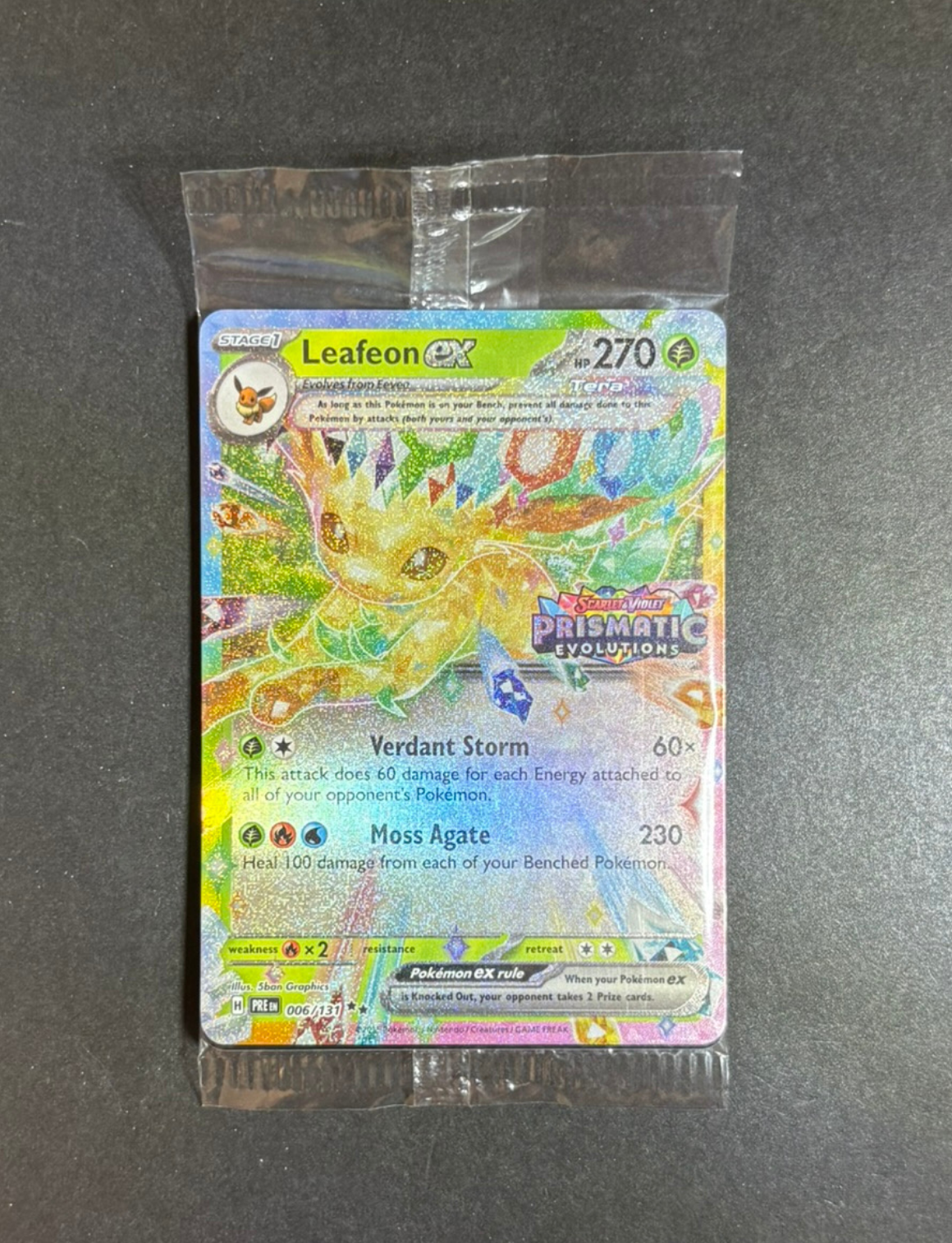 RAW CARD | Leafeon ex #6 Pokemon Prismatic Evolutions[Stampet]